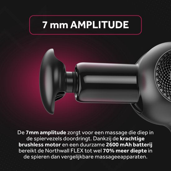 Northwall Massage Gun Mini - Pistolet de massage avec étui et 4 embouts - Appareil de massage puissant et sans fil pour le sport et la détente