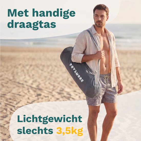 TRVLMORE Chaise de plage - pliable et démontable - capacité de charge de 130 kg - légère - avec sac de transport et porte-gobelet - dossier haut - gris