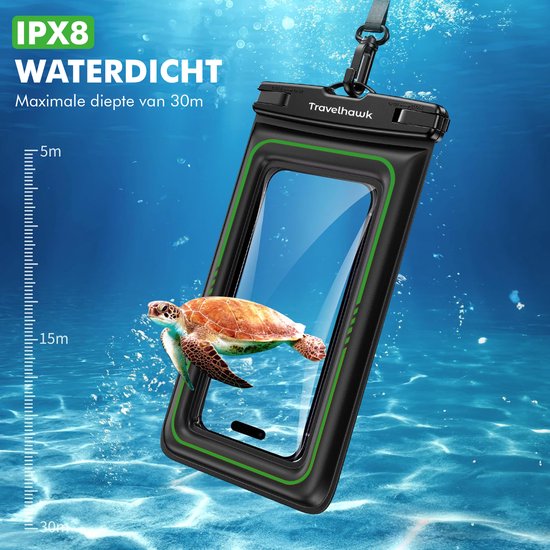 Étuis étanches pour téléphone Travelhawk - Lot de 2 Drybag - Étui sous-marin - Pochette étanche pour téléphone - Compatible avec tous les smartphones - Convient également pour les passeports et les cartes bancaires - Transparent - Eau - Vacances - Baignad