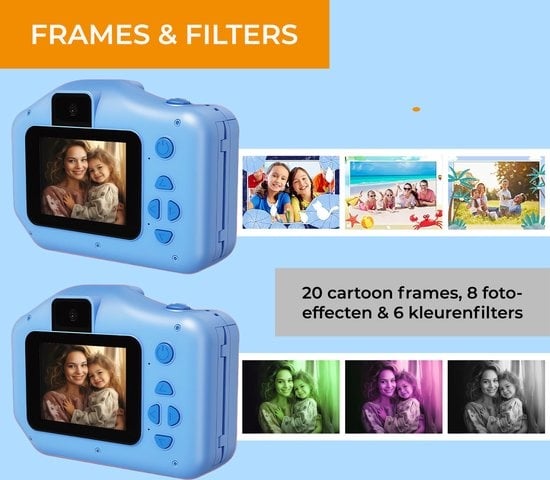 Denver Kids' Camera Full HD with Printer - Selfie Camera - 48MP - Digital Camera Kids - Photo and Video - Games - KPC1370 - Blue