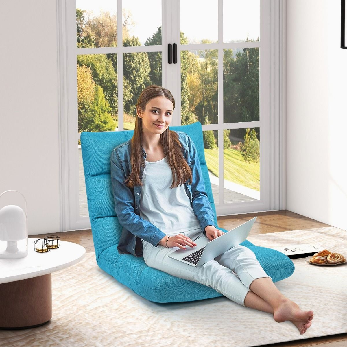 Chaise de sol Coast avec chaise longue arrière en corail 105 x 56 x 15 cm turquoise