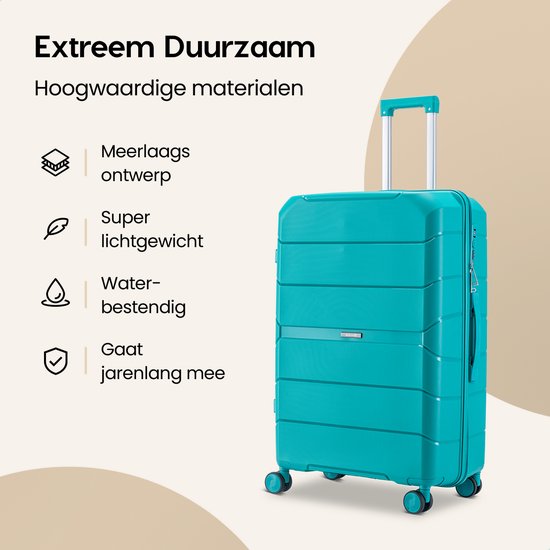 SKYCASES Urban Adventurer - Ensemble de valises - 3 pièces - Serrure à chiffres - 232L - Roues pivotantes - Valise de voyage avec serrure de valise - Légère - Verte
