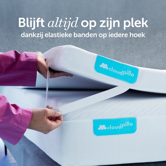 Cloudpillo Original Topper 80 x 200 - Surmatelas - Couche « Adaptive Support » - 4 saisons - Muni d'élastiques - Housse lavable