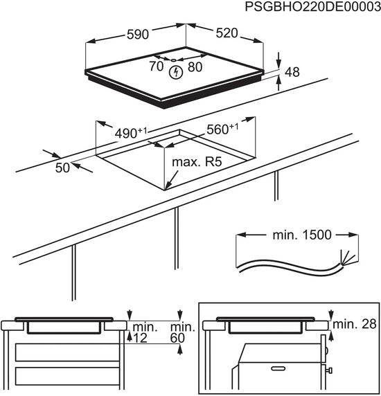 AEG IB6420ACB 5000 Induction - Table de cuisson à induction autonome - 60 cm - Fonction « Booster »