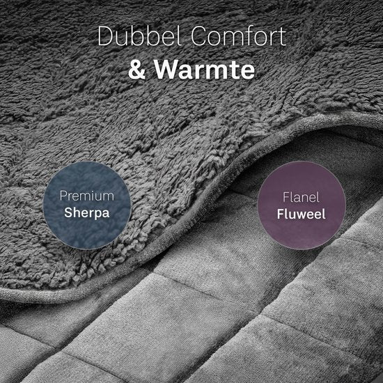 Couverture lestée CozySense® 8 kg - Couverture lestée - Couverture lestée - GLASS-Flow® Distribution de la pression - 135x200 - Velours flanelle & Sherpa - Hypoallergénique - Gris