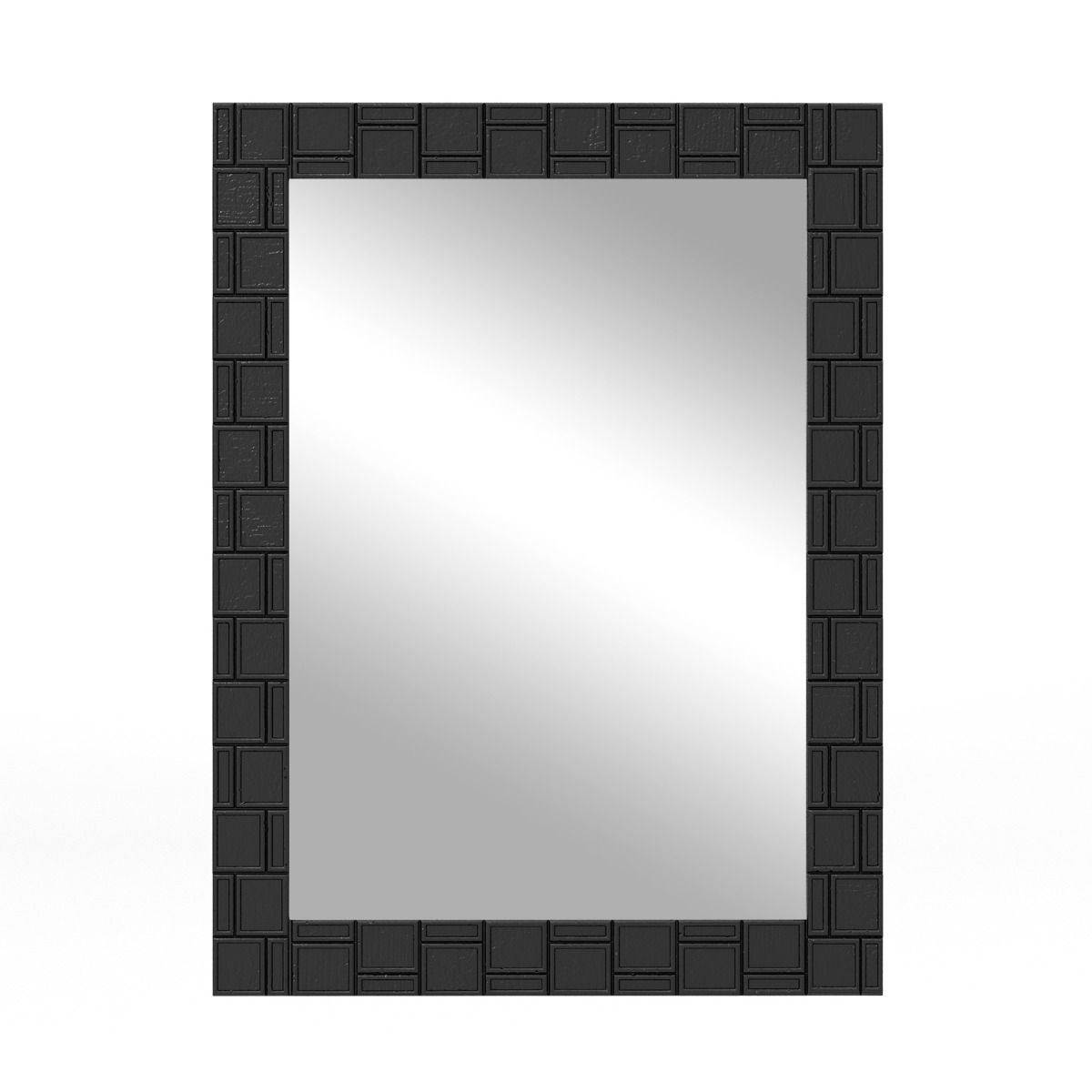 Miroir mural Coast - rectangulaire - cadre en bois - peut être accroché à la verticale ou à l'horizontale - noir - 80 x 60 cm