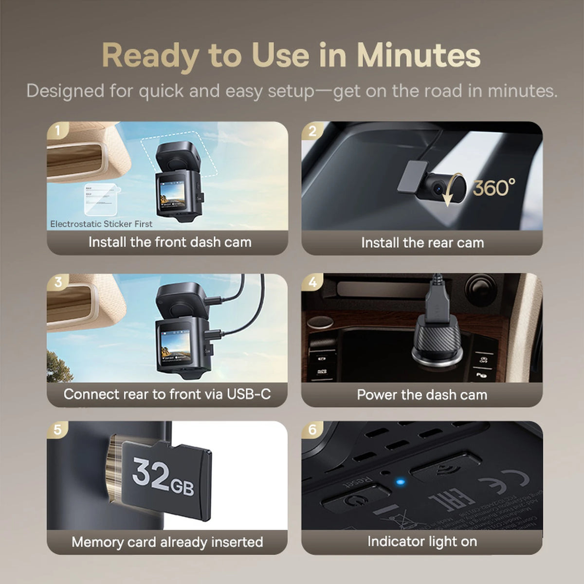 Caméra embarquée Baseus PrimeTrip VD1 Pro – Caméra avant 4K + caméra arrière 1080p – Wi-Fi – Mode stationnement – Cosmic Black