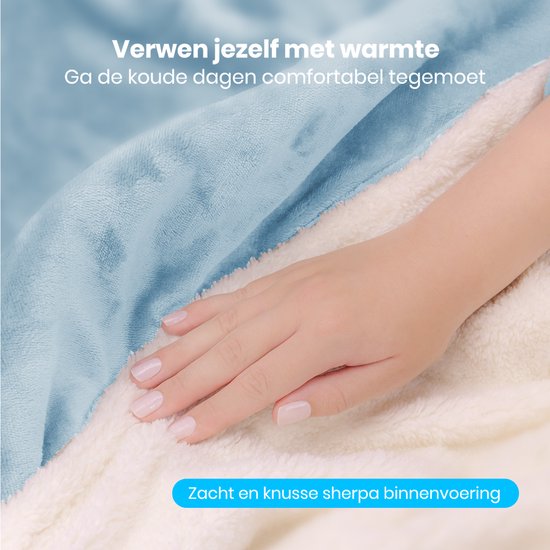 Couverture électrique Auronic - 200x180cm - Couverture chauffante - 2 personnes - Polaire Sherpa - 9 niveaux de chaleur et minuterie - Couverture - Couverture chauffante - Bleu clair