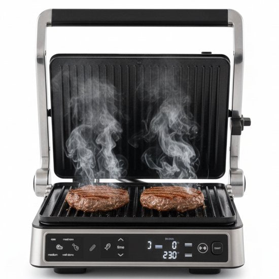 Safecourt Kitchen Contact grill - Gril à panini et fer à toasti - Plaques amovibles sans PFAS et lavables au lave-vaisselle - Grande surface de gril - chaleur rapide (2200W) - Appareil à toasti