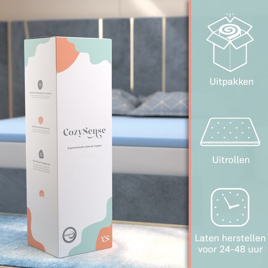 CozySense® Basic Topper Mattress 160x200 - Surmatelas - Topdekmatras - Structure à cellules ouvertes en mousse à mémoire de forme au gel - CertiPUR® - Fermeté moyenne - 6 cm