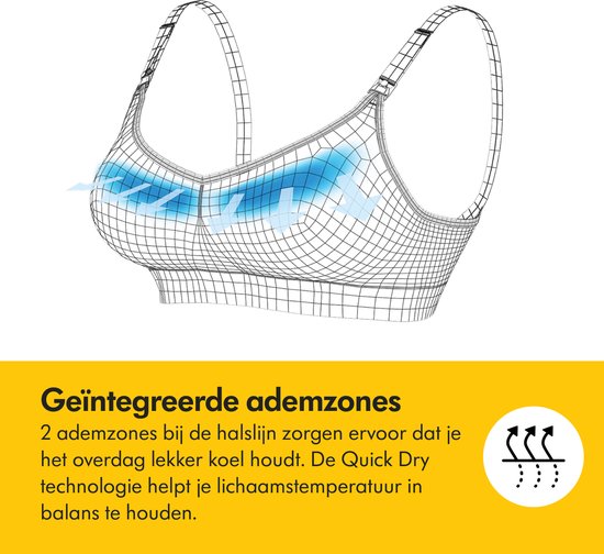 Soutien-gorge Medela Keep Cool - Soutien-gorge d'allaitement sans coutures - Soutien-gorge de grossesse avec 2 zones respirantes - Tissu Soft Touch - Noir - Taille L