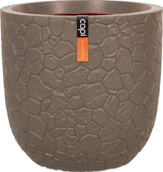 Capi Europe - Pot de fleurs Bol Clay NL - 35 x 34 - Taupe chaud - Pot de fleurs pour l'intérieur et l'extérieur - Garantie à vie - Résistant aux chocs - 100 % recyclable - Fabrication neutre en CO₂ - KWTC932
