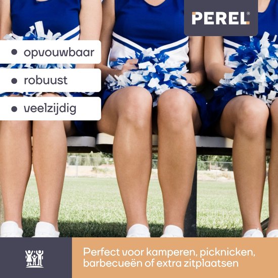 Perel Banc pliant 4 places - Pliable et résistant aux intempéries - Avec poignée - Idéal pour le pique-nique, le camping, le barbecue et l'utilisation intérieure/extérieure - Maximum 400 kg - Blanc