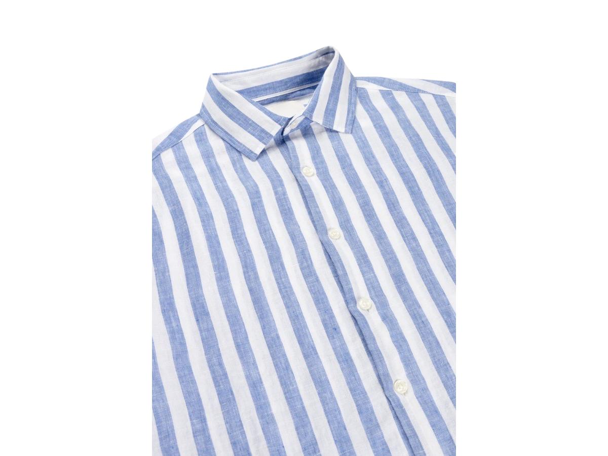 Chemise en lin Van Harper - Coupe classique - taille L - Rayures bleu moyen