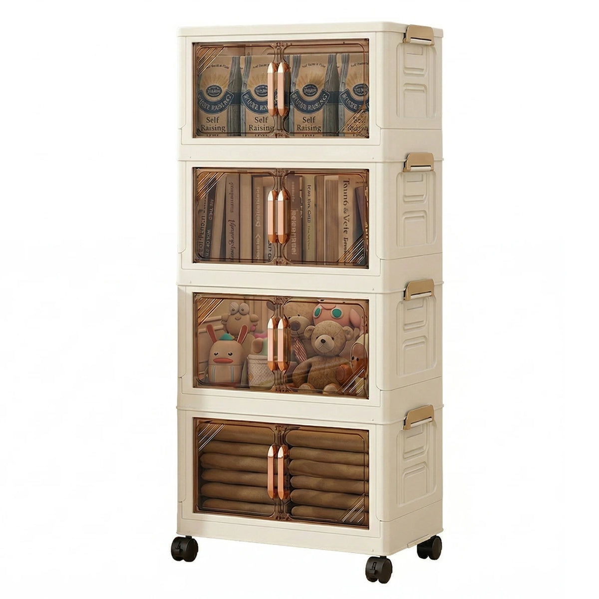 Armoire de rangement pliable Huacan à double porte - 4 étagères - Déplaçable - 45 cm