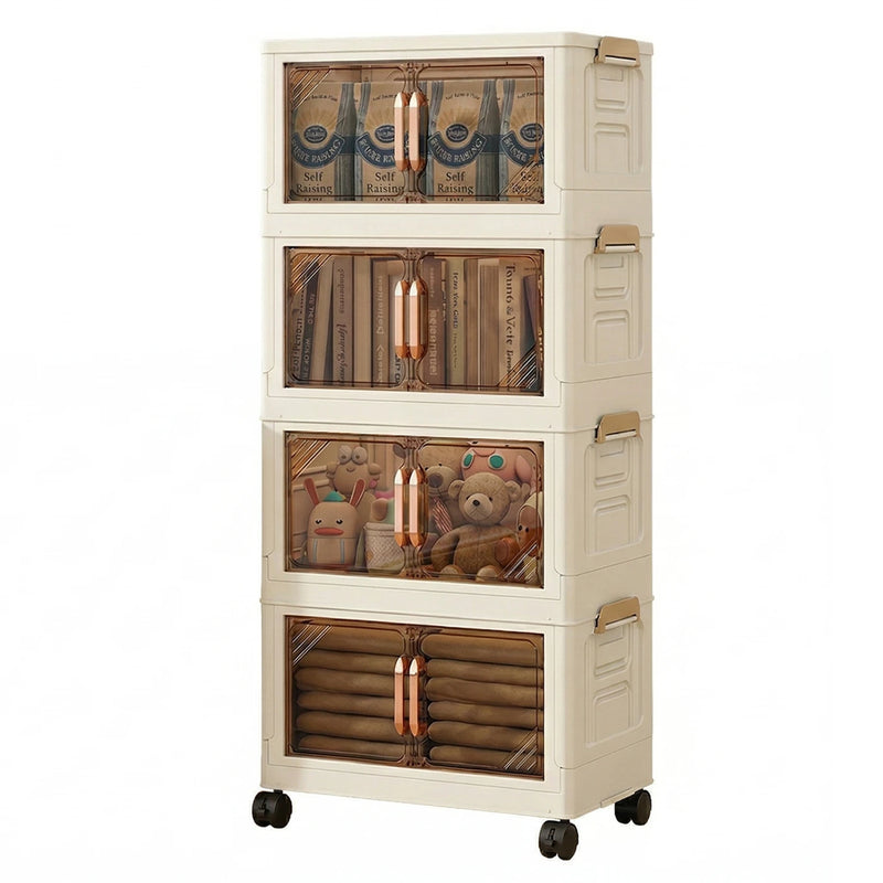 Armoire de rangement pliable Huacan à double porte - 4 étagères - Déplaçable - 45 cm