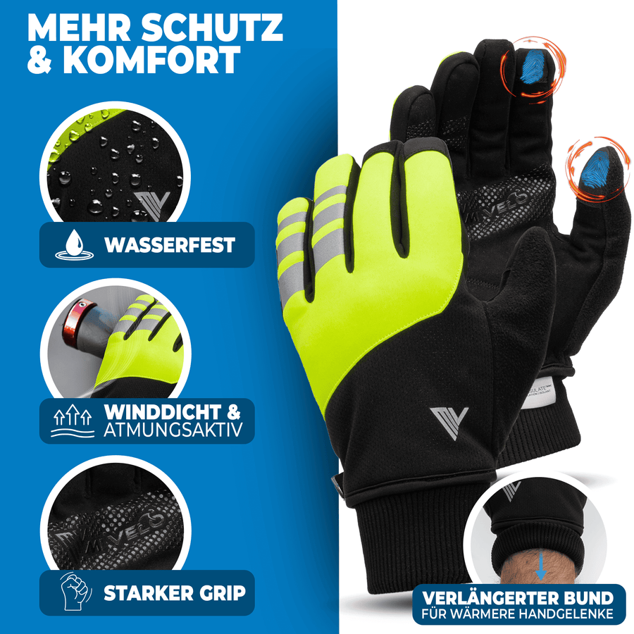 MIVELO THERMO-FIT Gants d'hiver - Polaire thermique & 3M Thinsulate - Jaune - Unisexe - Taille S
