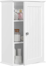 Yaheetech Armoire de salle de bain Armoire murale - 35 x 21 x 55 cm - Comprend deux étagères réglables, un revêtement hydrofuge et une construction en MDF E1 - Pour la salle de bain et la cuisine - Bois blanc
