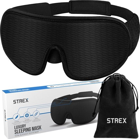 Strex Luxury Sleep Mask - 3D Ergonomic - 100% Darkening - Memory foam - Sleep Mask - Eye Mask
