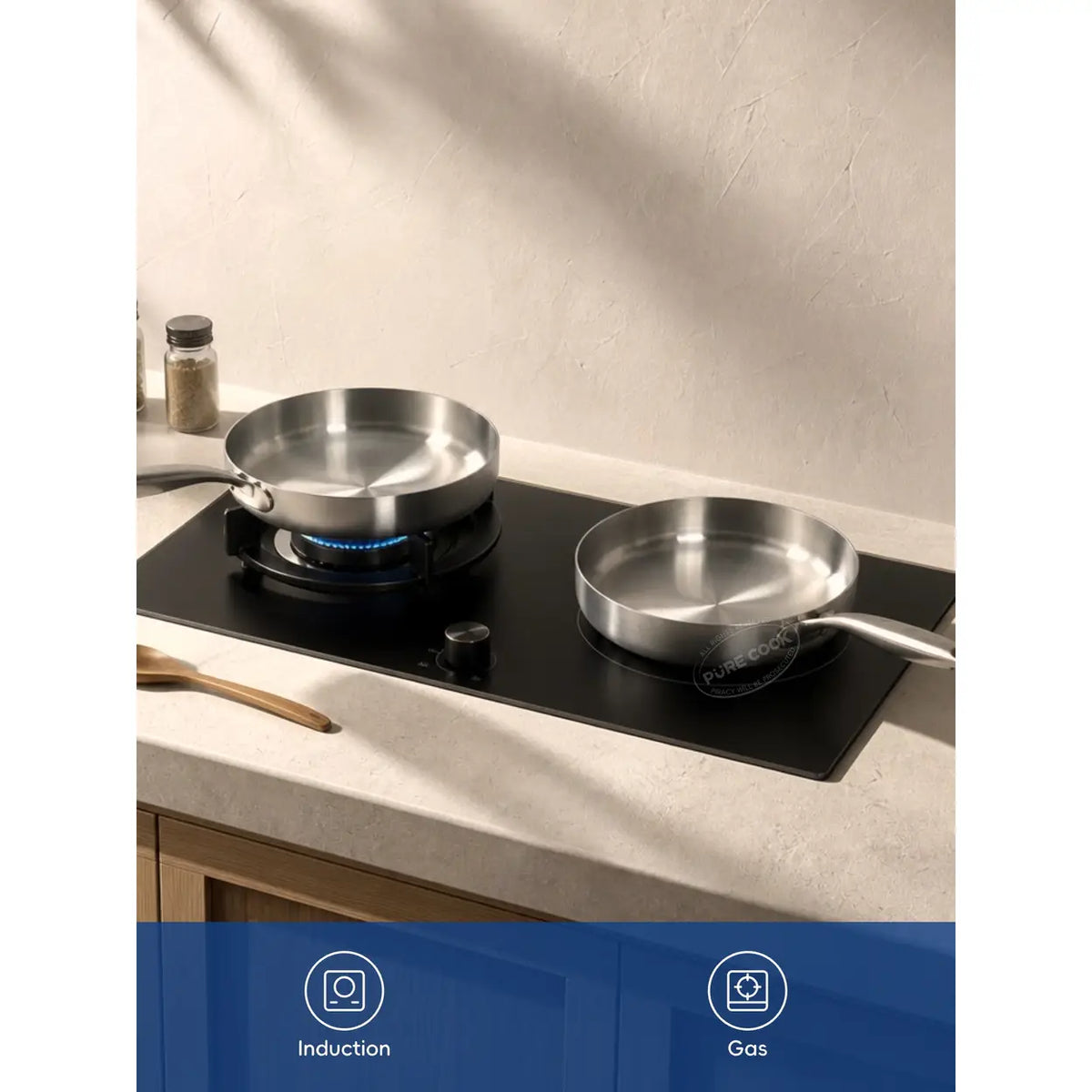 Poêle PURE COOK 304 en acier inoxydable à trois couches - 20 cm - compatible induction - sans couvercle