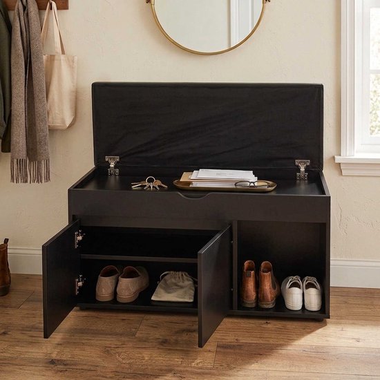 VDD - Armoire à chaussures - Rangement à chaussures - Banc d'entrée - Noir
