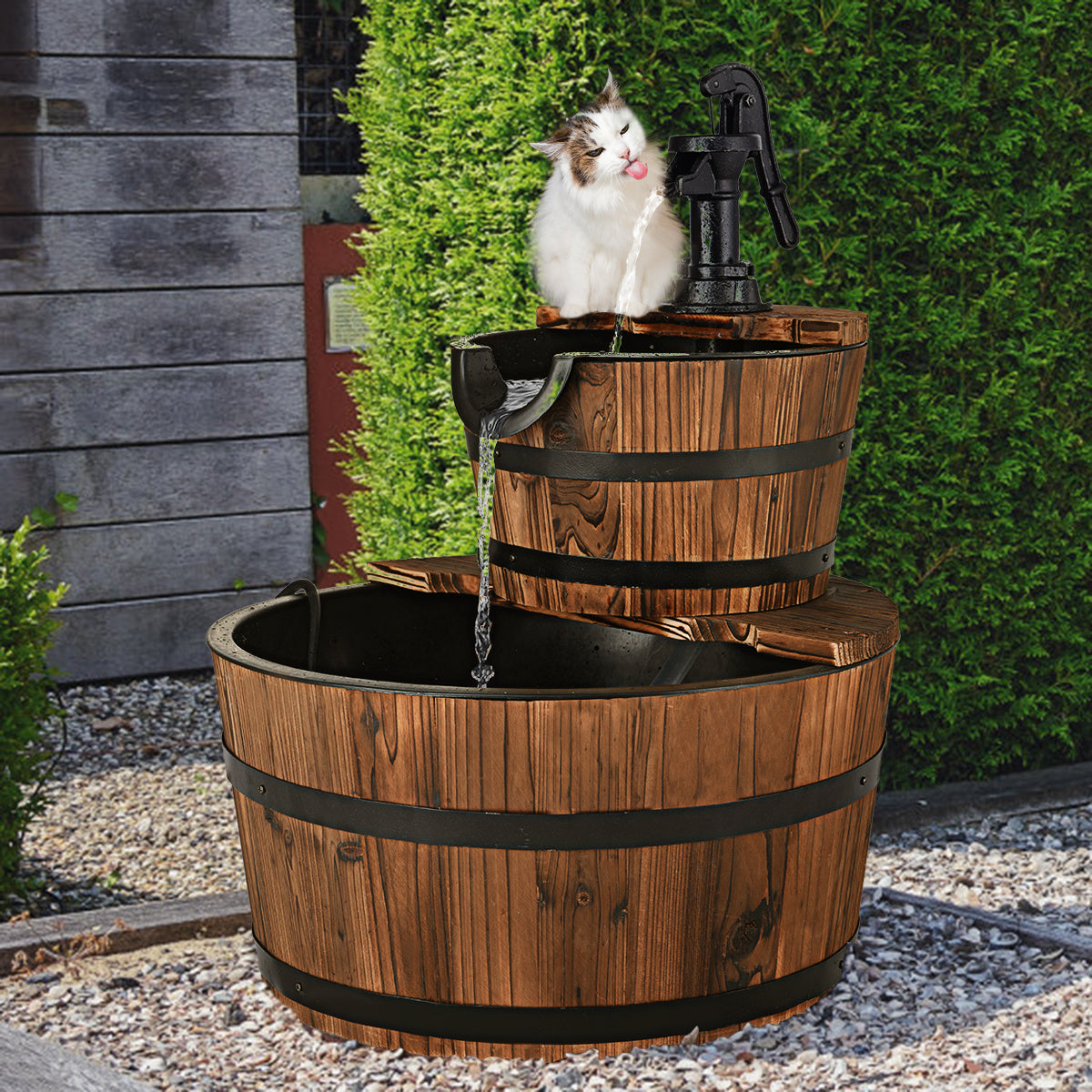 Coast Fontaine en bois avec pompe à eau - Ø 44,5cm