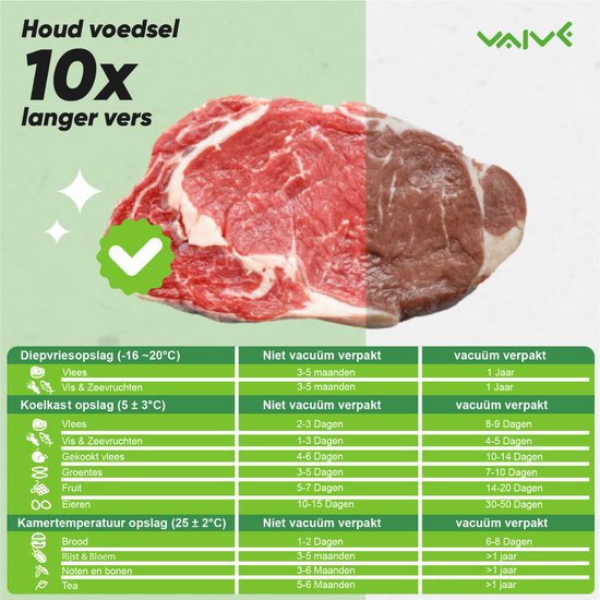 Vaive Sacs sous vide Food 30 x 40 - 100 pièces - Sacs sous vide - Sans BPA