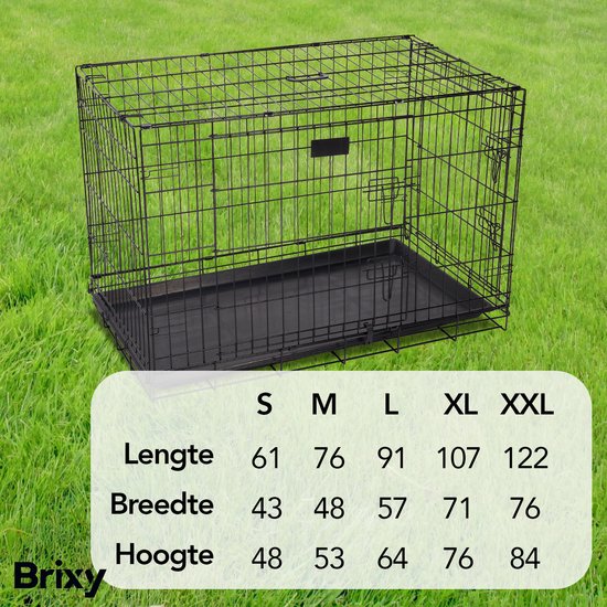Brixy Dog Bench - Banc pour chiens - Taille XL - Pliable - 107 x 72 x 77 CM - 2 portes - Noir