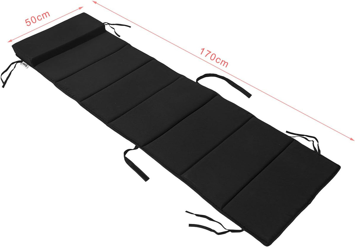 SoBuy OGS28-P02 Coussin de couchage pour fauteuil à bascule - Avec appui-tête - Lavable - 170 x 50 cm - Noir