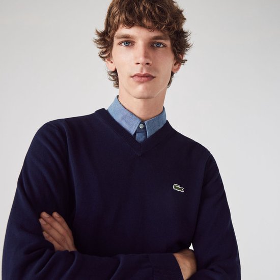 Lacoste Organic Cotton V-neck Sweater - Maillots de sport - Bleu marine - Hommes - Taille S