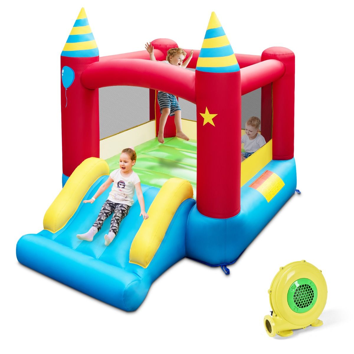 Château gonflable Coast avec toboggan - souffleur inclus - utilisable à l'intérieur comme à l'extérieur - 260 x 190 x 205 cm