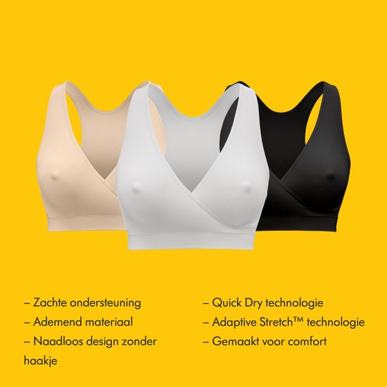 Soutien-gorge de nuit Medela Keep Cool Sleep - Soutien-gorge de nuit sans coutures - Soutien-gorge de grossesse - Soutien-gorge d'allaitement avec 2 zones respirantes - Tissu Soft Touch - Blanc - XL