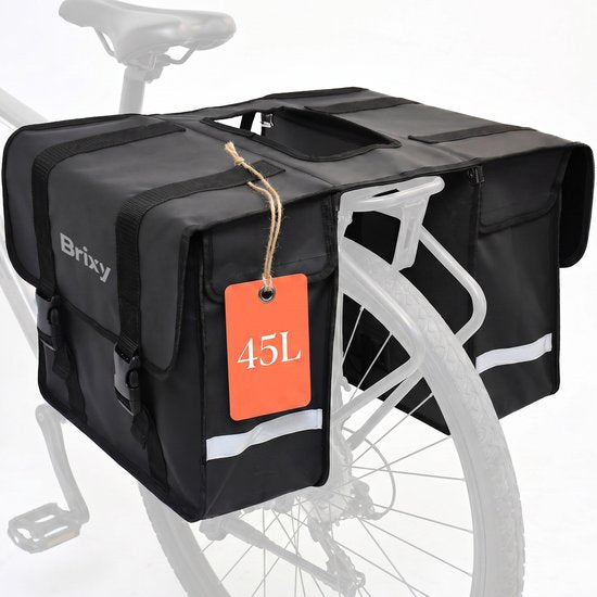 Sacoches de vélo doubles Brixy - Sacoches de vélo imperméables - 45 L - Avec bandes réfléchissantes - Vélo électrique - Noir