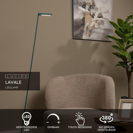 Lucide LAVALE - Lampe de lecture - LED à intensité variable - 1x3 W 2700 K - Turquoise