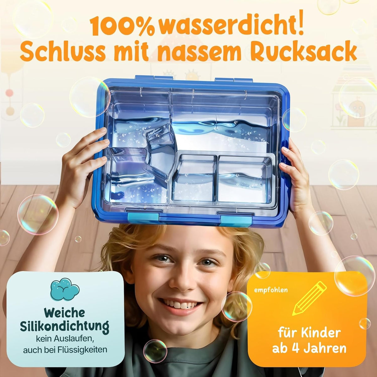 Funkelfuchs Moonlight Lunchbox - 800 ml - Avec compartiments - Bleu