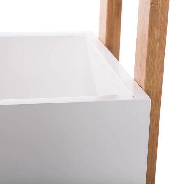 Chariot de cuisine à 3 étages - bois de bambou - blanc/marron - 41 x 20 x 80 cm - salle de bains