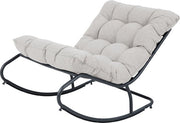 Fauteuil à bascule AXI Ruby noir/beige – Fauteuil à bascule d'extérieur – avec coussins épais – Structure métallique – Fauteuil de jardin lounge avec fonction de balancement