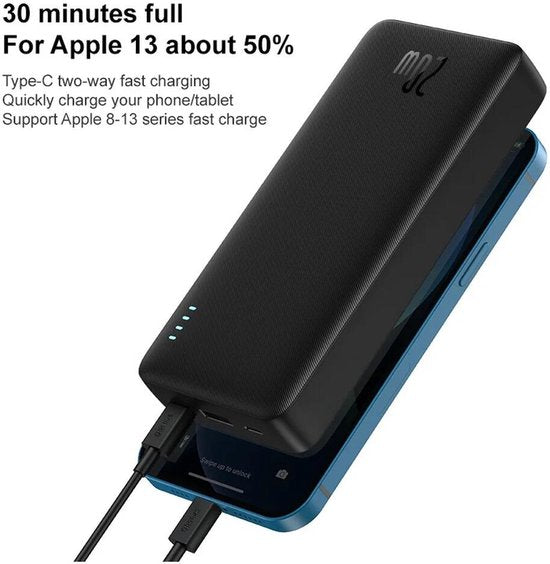 Baseus Airpow - Batterie externe - 20 W - 20 000 mAh - Câble USB-A et USB-C
