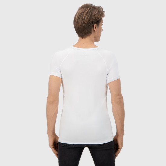 Anti Sweat Shirt - Fibershirts® - Coussinets d'aisselles cousus - Maillot de corps - Blanc - Col en V - Hommes