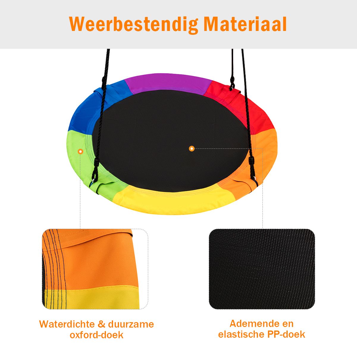 Balançoire Coast Nest - balançoire ronde - hauteur réglable - multicolore 100 cm
