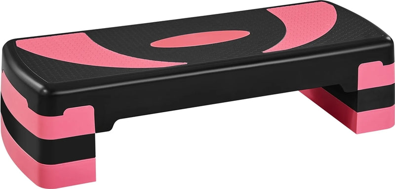 Yaheetech Aerobic Stepper Adjustable - 79,5 x 30 x 20 cm - 3 hauteurs réglables, surface antidérapante et pieds de protection en caoutchouc - pour la gym à domicile et l'entraînement physique - plastique noir et rose