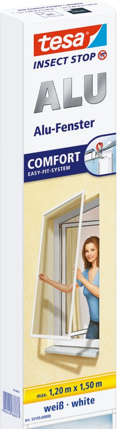 tesa ALU COMFORT 55195-00002-00 Moustiquaire (l x h) 1 200 mm x 1 500 mm Blanc 1 pièce(s)