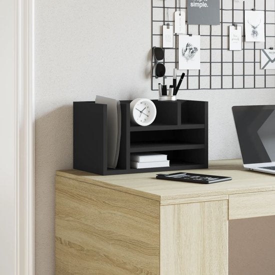 vidaXL - Bureau - rangement - 44,5 x 24 x 25 cm - bois traité - noir