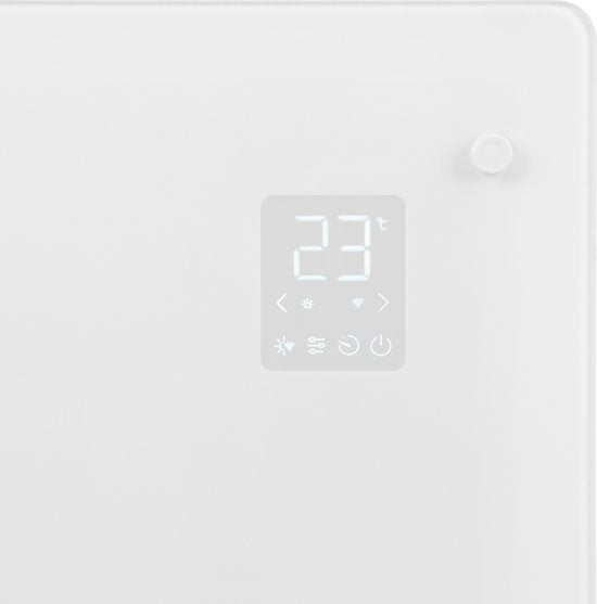Chauffage électrique - VONROC  - Convecteur avec panneau en verre - 750W/1500W - Jusqu'à 18m2 - Contrôlé par l'application (via Wifi) et manuellement - Blanc
