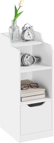 Table de chevet étroite Yaheetech 30 x 25 x 65 cm avec tiroir - 2 compartiments - Blanc