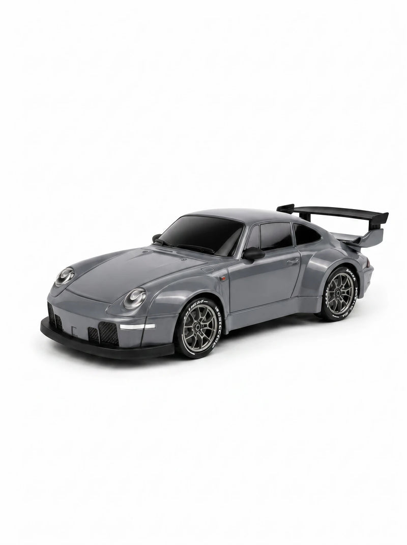 Voiture de drift radiocommandée S814 à l'échelle 1:24 - 4 roues motrices avec stabilisateur gyroscopique - Éclairage LED et deux jeux de pneus - Gris