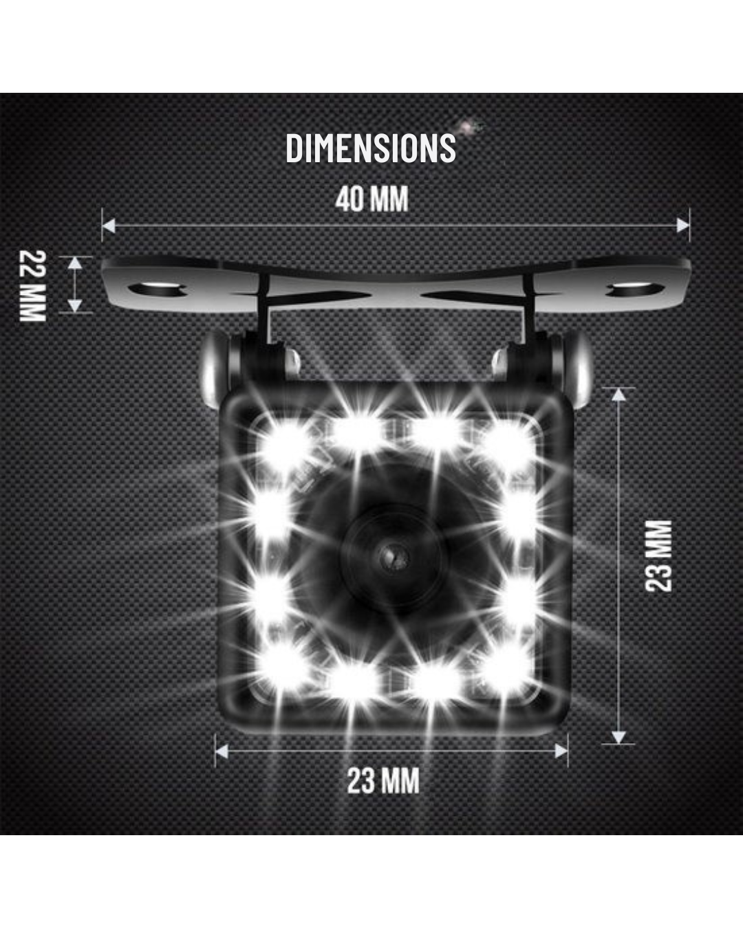 Caméra de recul Strex - RCA universel - Vision nocturne 12 LED - Étanchéité IP68 - voiture - noir
