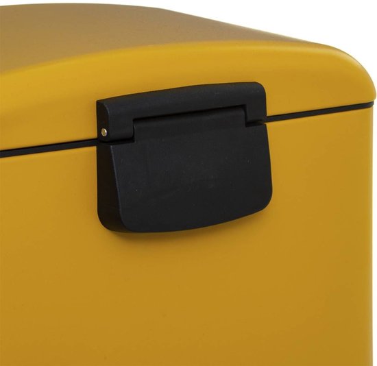 Poubelle/poubelle à pédale 5Five - jaune - métal - 30 litres - 34 x 32 x 61 cm - cuisine