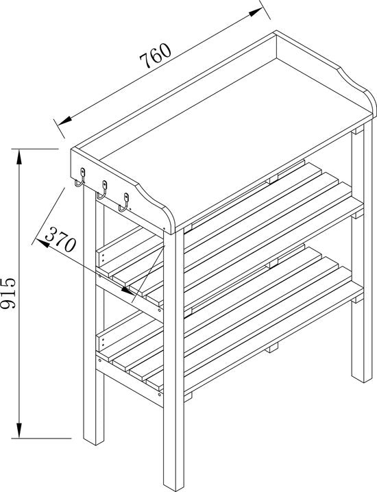 Table de jardin AXI avec étagères de rangement, marron/blanc - Table de jardin pratique avec plan de travail en zinc