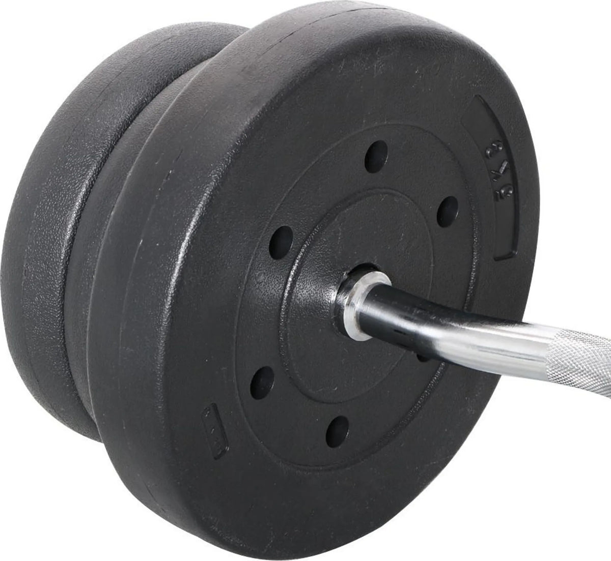 Yaheetech EZ-curl Dumbbell Set 25 kg - équipé d'une barre de curl chromée et de 6 disques de poids en béton et de verrous - pour la musculation et le développement musculaire - métal noir, plastique et béton - 120 x 26 x 26 cm